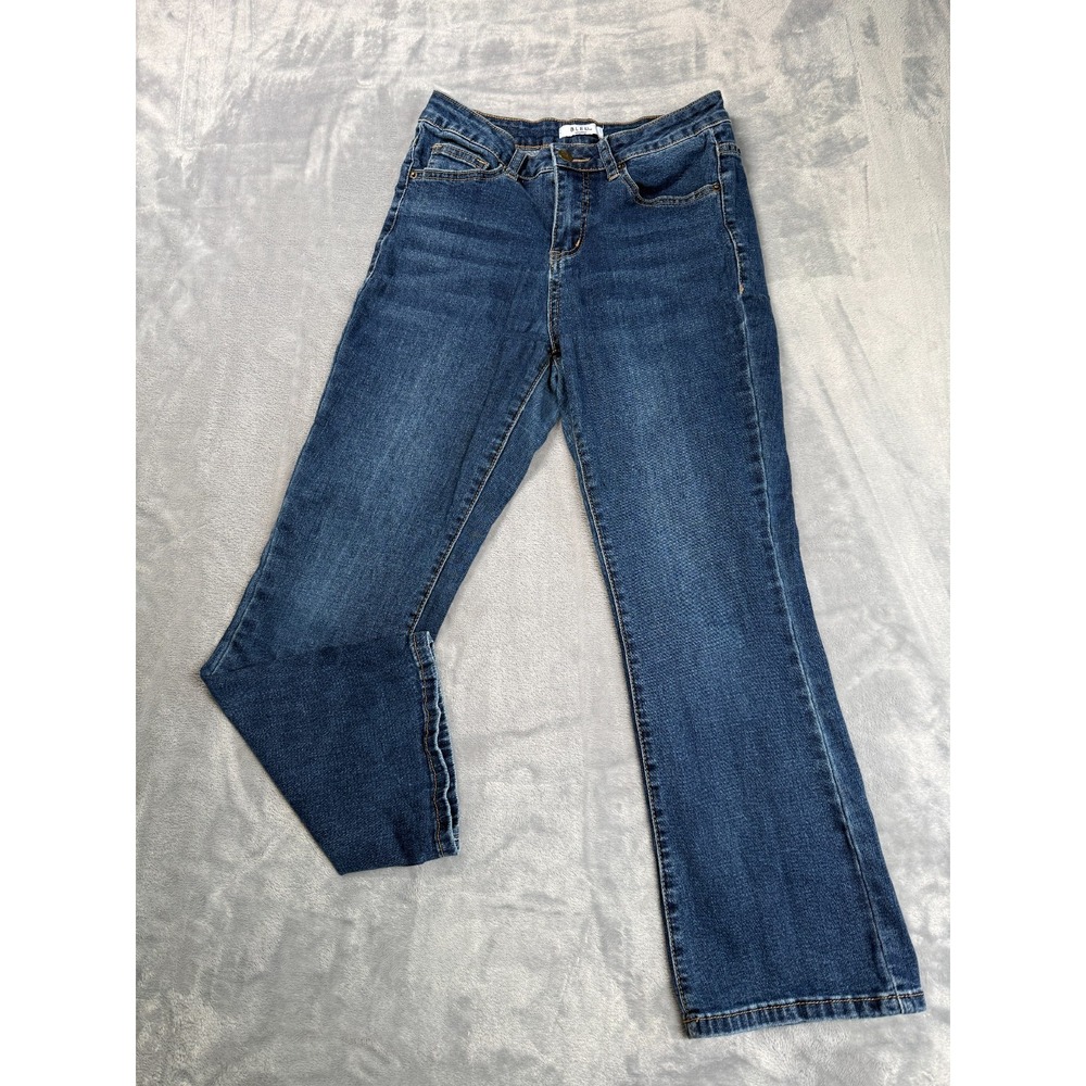 Bleu Capri Jeans Womens Petite 4 Blue Denim Medium Wash Stretch Slim Bootcut Leg